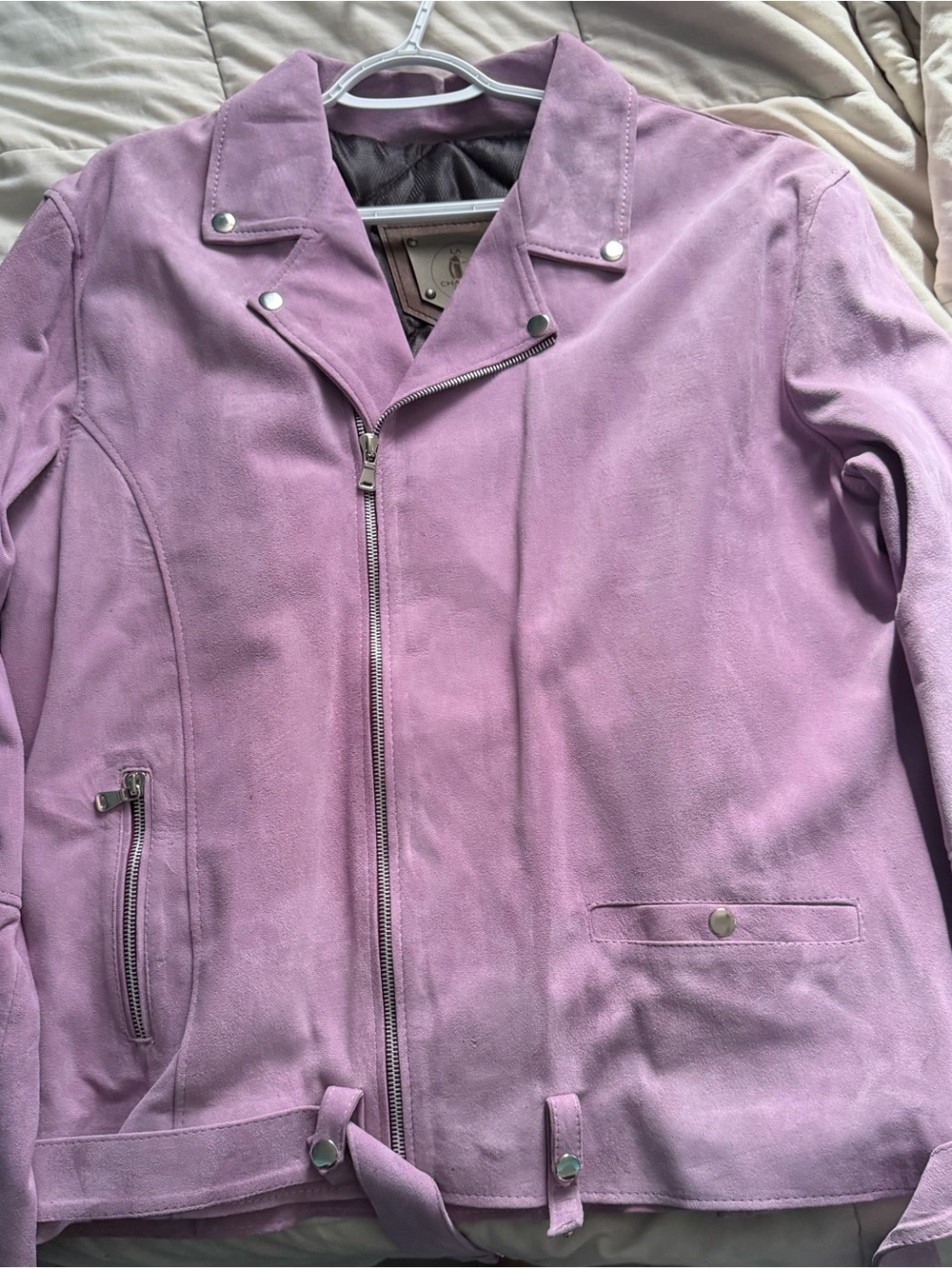 Men’s Lavender Suede Moto Jacket